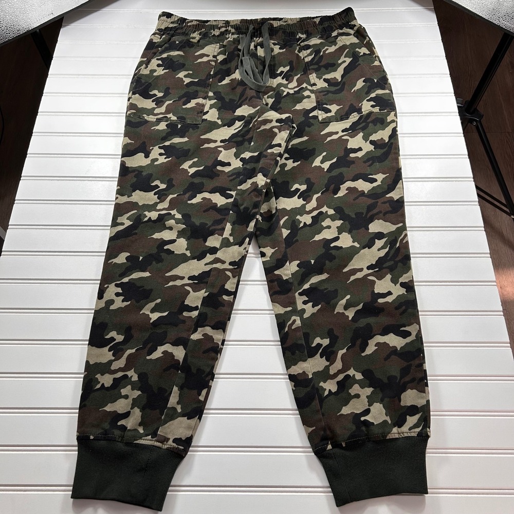 KUT from the Kloth Camo Utility Jogger Pants Womens L Green Woodland Drawstring - Picture 1 of 16